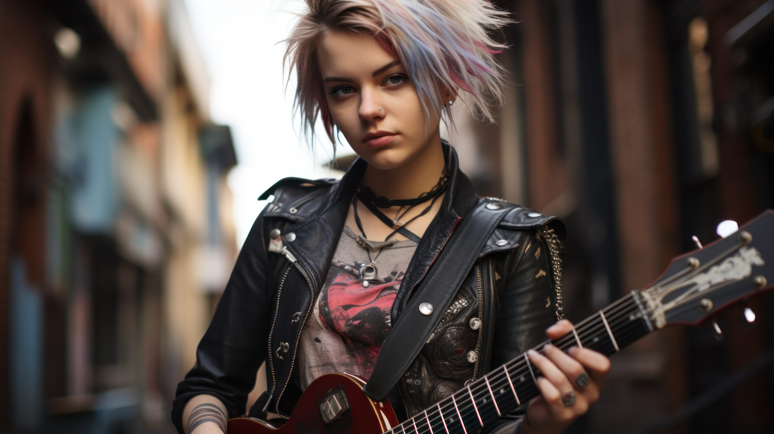 Dziewczyna emo z gitarą